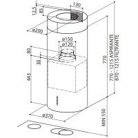 Faber Витяжка острівна, 37см, 1102м.куб/год, Cylindra Isola Ev8 X A37 Eln, нерж
