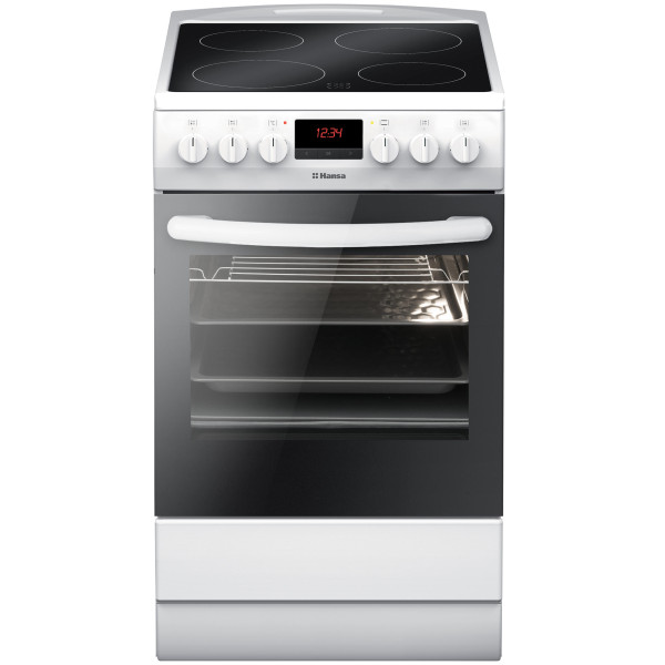 Hansa Плита електрична склокерамічна, 62л, 50x60см, дисплей, конвекція, білий