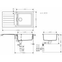 Набір для кухні Hansgrohe гранітна мийка S520-F480 + зміш. Focus M41, дозатор A41