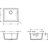 Мийка кухонна Hansgrohe S51 S510-U450 (43431380)