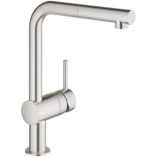 Grohe Змішувач для кухні Vento, довж.виливу - 223мм, поворотний/витяжний, 1важіль, супер сталь image