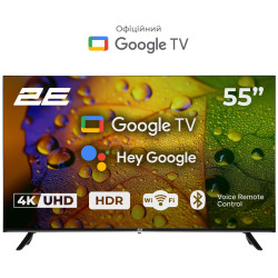 Телевізор 55" 2E LED 4K 60Hz Smart Google TV Black (2E-55A07K)