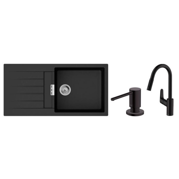 Набір для кухні Hansgrohe гранітна мийка S520-F480 + зміш. Focus M41, дозатор A41