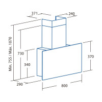 Cata & Can Витяжка похила Roca, 80см, 1400м.куб/год, Greco 80 wh, білий