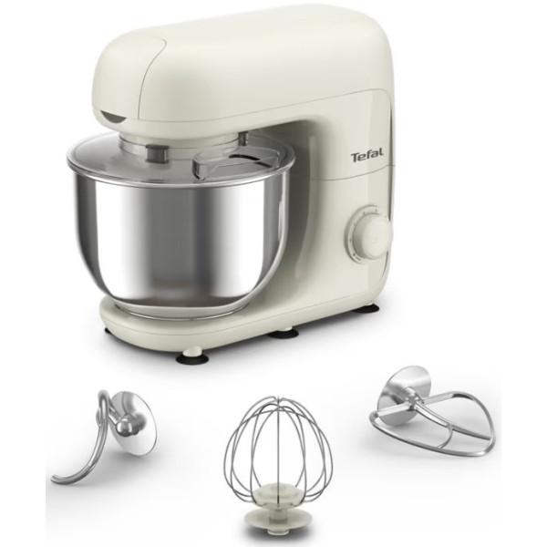 Tefal Міксер планетарний Bake Essential 800Вт, насадки-3, чаша-нерж., метал, 4.8л, білий