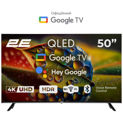 Телевізор 50" 2E QLED 4K 60Hz Smart Google TV Black (2E-50A77Q)