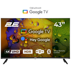 Телевізор 43" 2E LED 4K 60Hz Smart Google TV Black (2E-43A07KU)