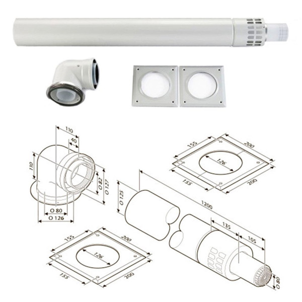 Коаксиальный горизонтальный комплект Bosch AZB 918 (80/125 мм)